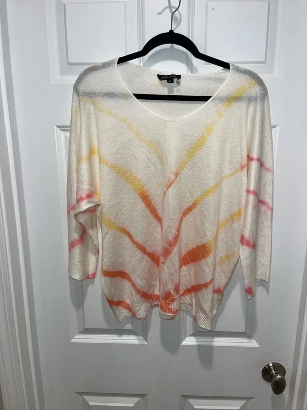 Charlie B Fine Knit Dolman Sleeve Oversize Pullover sweater top lightweight L